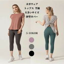 【50円クーポン配布中!】 ヨガウェア トップス 半袖 ロング丈 Tシャツ レディース フィットネスウェア バックオープン 大きいサイズ スポーツウェア ヨガ ...
