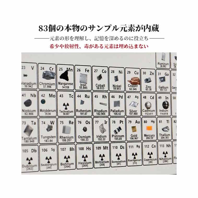 ★期間限定タイムセール★ 元素周期表 卓上アクセサリー サンプル実物入り 化学元素 化学 元素標本 理科 インテリア 室内装飾 ディスプレイ 木製LEDベース付...