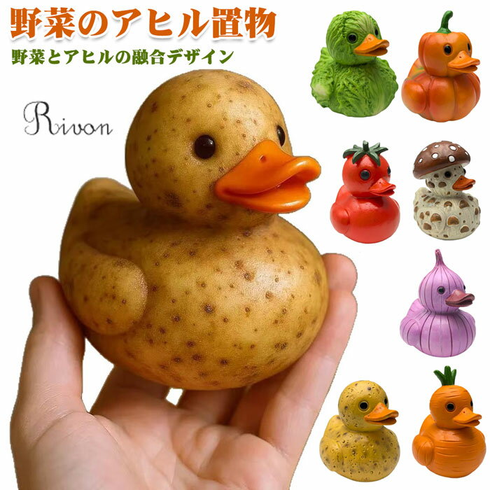 野菜 アヒル 置物 面白い 3D 野菜アヒルフィギュア デスクトップ用 アヒル 置物 テーブルセンター 机 デスクトップ 棚 本棚 子供 大人 誕生日ギフト インテリア小物 新築祝 お祝い 転居 卓上 室内 デ