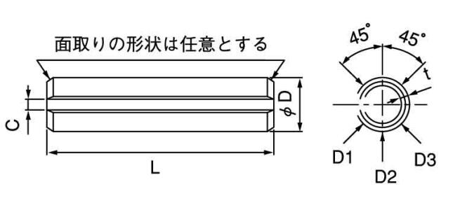 8X50 スプリングピン(波形・大陽 ステンレス(303、304、XM7等) 生地(標準)