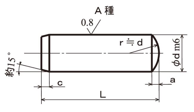 6X30 平行ピン(A種(大陽 S45C-Q 生地(標準)