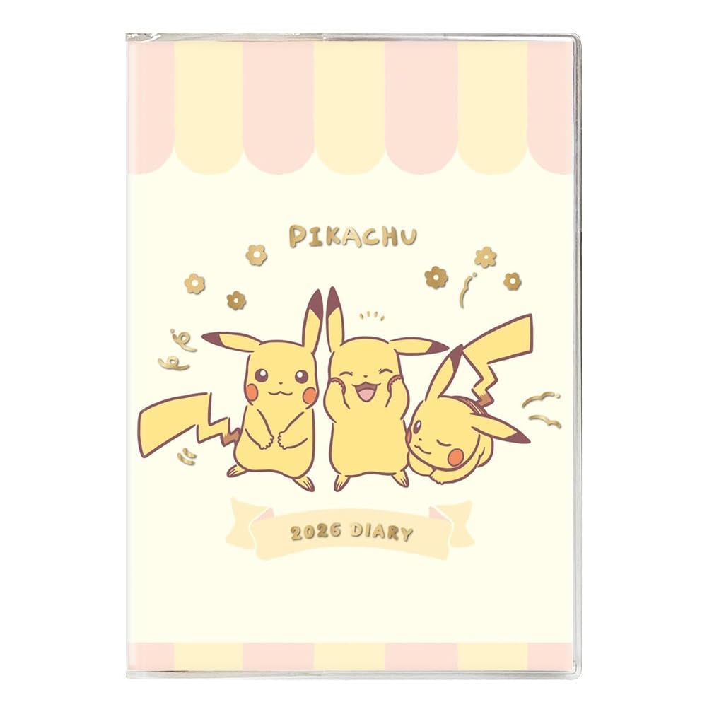 【APJ】【2025年10月始まり】送料無料 2026年手帳 カチュウ（ポケットモンスター）　A6変型　マンスリーブロック　M111　アイボリー　月曜始まり