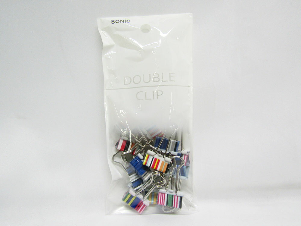 【ソニック】ボーダーダブルクリップ 小15個入 CP−387 | 文具 文房具 オフィス用品 事務用品 日用品 ステーショナリー 業務用 記念品 贈...