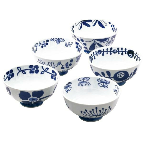 \最大全額ポイント還元/ 内祝い お返し 食器 お歳暮 ギフト 藍絵変り 軽々茶漬揃 5客 セット 詰め合わせ 波佐見焼 白磁 藍 ご飯茶碗 飯碗 和食器 陶器...