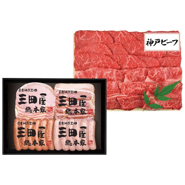 お中元 御中元 送料無料 ハム ギフト 三田屋総本家 ロースハム ソーセージ ウインナー 神戸牛 焼肉 焼き肉 450g セット 詰め合わせ 肉惣菜 食品 グルメ 食べ物 バーベキュー 食材 BBQ お中元ギフト 2025 夏ギフト 贈り物 お返し 挨拶 お礼 会社 人気 おすすめ HNK-10