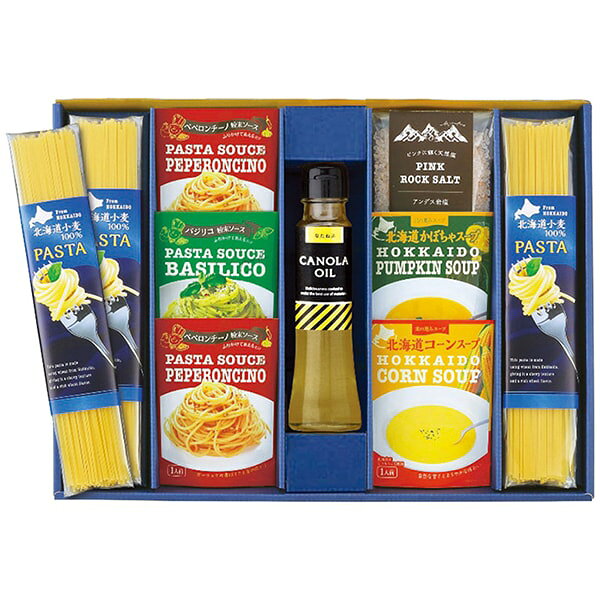 ●商品名/大地の恵み 北海道便 パスタ＆スープセット PTS-40●商品内容/北海道小麦のパスタ80g×3、パスタシーズニング1人前3g(ペペロンチーノ×2、バジリコ×1)、アンデスのピンク岩塩30g・北海道かぼちゃスープ16.5g・北海道コーンスープ16.5g・キャノーラ油90g×各1●箱サイズ/約36×5×28cm●重量/約906g●賞味期限/製造日より常温約360日●アレルゲン/卵・乳成分・小麦・大豆・鶏肉●生産国/日本北海道産小麦のパスタ、簡単便利なシーズニング、北海道産スイートコーンとかぼちゃのスープ。北海道の恵みを味わえるパスタセットです。※メーカー都合により、デザイン・内容等が変更になる場合がございます。ギフトのことならジャパンギフトにおまかせ下さい。様々なギフトシーンに。内祝 内祝い お祝い返し ウエディング ウェディングギフト ブライダルギフト 引き出物 引出物 結婚引き出物 結婚引出物 結婚内祝い 出産内祝い 命名内祝い 入園内祝い 入学内祝い 卒園内祝い 卒業内祝い 就職内祝い 新築内祝い 引越し内祝い 快気内祝い 開店内祝い 二次会 披露宴 お祝い 御祝 結婚式 結婚祝い 出産祝い 初節句 七五三 入園祝い 入学祝い 卒園祝い 卒業祝い 成人式 就職祝い 昇進祝い 新築祝い 上棟祝い 引っ越し祝い 引越し祝い 開店祝い 退職祝い 快気祝い 全快祝い 初老祝い 還暦祝い 古稀祝い 喜寿祝い 傘寿祝い 米寿祝い 卒寿祝い 白寿祝い 長寿祝い 金婚式 銀婚式 ダイヤモンド婚式 結婚記念日 ギフト ギフトセット セット 詰め合わせ 贈答品 お返し お礼 御礼 ごあいさつ ご挨拶 御挨拶 プレゼント お見舞い お見舞御礼 お餞別 引越し 引越しご挨拶 記念日 誕生日 父の日 母の日 敬老の日 記念品 卒業記念品 定年退職記念品 ゴルフコンペ コンペ景品 景品 賞品 粗品 お香典返し 香典返し 志 満中陰志 弔事 会葬御礼 法要 法要引き出物 法要引出物 法事 法事引き出物 法事引出物 忌明け 四十九日 七七日忌明け志 一周忌 三回忌 回忌法要 偲び草 粗供養 初盆 供物 お供え お中元 御中元 お歳暮 御歳暮 お年賀 御年賀 残暑見舞い 年始挨拶 人気 老舗 話題 のし無料 メッセージカード無料 ラッピング無料 大量注文 福袋などギフト以外のご自宅用商品も多数。バレンタインデー バレンタイン ひなまつり ホワイトデー 七夕 ハロウィン 七五三 クリスマスなどのイベント用ギフトも。年代別 10代 20代 30代 40代 50代 60代 70代 80代 90代まで幅広く取り揃え。ご予算別には100円 500円 1000円 1500円 2000円 2500円 3000円 4000円 7000円 5000円 10000円 15000円 30000円など低額から高額品まで。