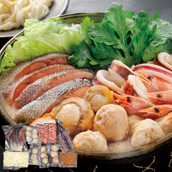 \最大全額ポイント還元/ お歳暮 送料無料 惣菜 ギフト 北海道名物 石狩鍋 セット 詰め合わせ 海鮮 秋鮭 サケ 海老 いか かに えび とりごぼう つみれ ...