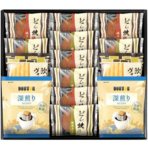 楽天ジャパンギフト内祝い お返し ドトールコーヒー 珈琲 父の日 お中元 ギフト ドリップコーヒー ＆ どら焼き セット スイーツ お菓子 和菓子 焼き菓子 詰め合わせ 個包装 飲料 食品 出産内祝い 結婚内祝い 結婚祝い 出産祝い 香典返し 快気祝い 引越し お礼 DR-30