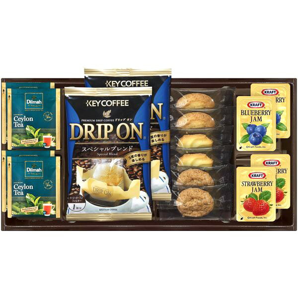 ●商品名/ドリップコーヒー & セイロンティーと3種類のクッキー 詰め合わせ ギフトセット KDR-20●商品内容/キーコーヒ−ドリップオン8g×2、プチクッキー(リング・ペカン・カシュー)×各2、ディルマ セイロンティー 2g×4、ジャム(ストロベリー14g・ブルーベリー14g)×各2●箱サイズ/約16×31×5cm●重量/約300g●生産国/日本・スリランカ●賞味期限/製造より常温180日●アレルゲン/乳・卵・小麦・カシューナッツ(大豆)キーコーヒードリップオンと3種類のクッキーに紅茶と、ティタイムを楽しく過ごせるギフトです。※メーカー都合により、デザイン・内容等が変更になる場合がございます。ギフトのことならジャパンギフトにおまかせ下さい。様々なギフトシーンに。内祝 内祝い お祝い返し ウエディング ウェディングギフト ブライダルギフト 引き出物 引出物 結婚引き出物 結婚引出物 結婚内祝い 出産内祝い 命名内祝い 入園内祝い 入学内祝い 卒園内祝い 卒業内祝い 就職内祝い 新築内祝い 引越し内祝い 快気内祝い 開店内祝い 二次会 披露宴 お祝い 御祝 結婚式 結婚祝い 出産祝い 初節句 七五三 入園祝い 入学祝い 卒園祝い 卒業祝い 成人式 就職祝い 昇進祝い 新築祝い 上棟祝い 引っ越し祝い 引越し祝い 開店祝い 退職祝い 快気祝い 全快祝い 初老祝い 還暦祝い 古稀祝い 喜寿祝い 傘寿祝い 米寿祝い 卒寿祝い 白寿祝い 長寿祝い 金婚式 銀婚式 ダイヤモンド婚式 結婚記念日 ギフト ギフトセット セット 詰め合わせ 贈答品 お返し お礼 御礼 ごあいさつ ご挨拶 御挨拶 プレゼント お見舞い お見舞御礼 お餞別 引越し 引越しご挨拶 記念日 誕生日 父の日 母の日 敬老の日 記念品 卒業記念品 定年退職記念品 ゴルフコンペ コンペ景品 景品 賞品 粗品 お香典返し 香典返し 志 満中陰志 弔事 会葬御礼 法要 法要引き出物 法要引出物 法事 法事引き出物 法事引出物 忌明け 四十九日 七七日忌明け志 一周忌 三回忌 回忌法要 偲び草 粗供養 初盆 供物 お供え お中元 御中元 お歳暮 御歳暮 お年賀 御年賀 残暑見舞い 年始挨拶 人気 老舗 話題 のし無料 メッセージカード無料 ラッピング無料 大量注文 福袋などギフト以外のご自宅用商品も多数。バレンタインデー バレンタイン ひなまつり ホワイトデー 七夕 ハロウィン 七五三 クリスマスなどのイベント用ギフトも。年代別 10代 20代 30代 40代 50代 60代 70代 80代 90代まで幅広く取り揃え。ご予算別には100円 500円 1000円 1500円 2000円 2500円 3000円 4000円 7000円 5000円 10000円 15000円 30000円など低額から高額品まで。メーカー希望小売価格はメーカーカタログに基づいて掲載しています