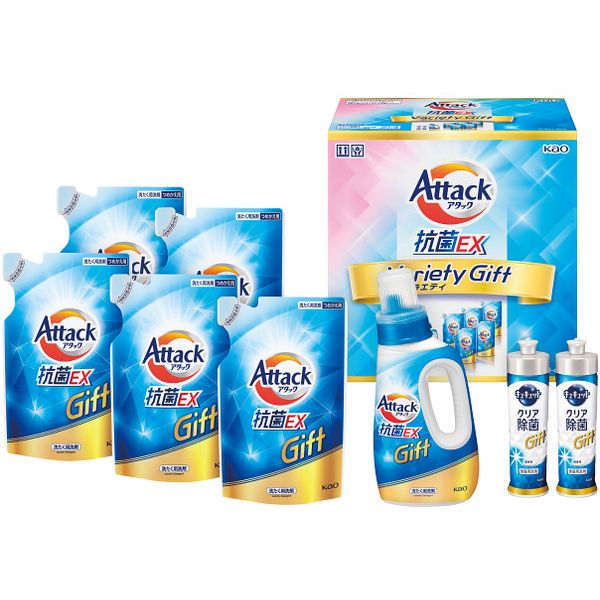 \最大全額ポイント還元/ お歳暮 送料無料 洗剤 ギフト 衣類洗剤 洗濯洗剤 液体洗剤 台所洗剤 花王 アタック 抗菌EX バラエティ 本体 詰め替え キュキュ...