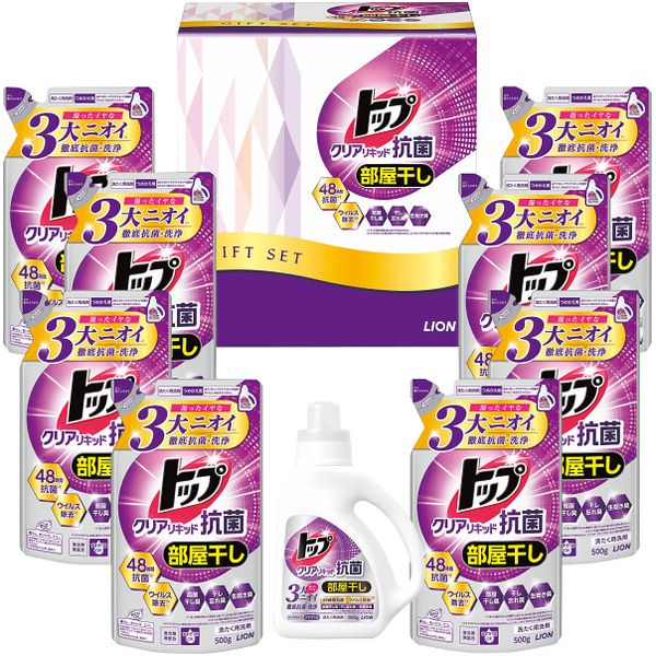 \最大全額ポイント還元/ 内祝い お返し 送料無料 洗剤 お歳暮 ギフト 衣類洗剤 洗濯用洗剤 液体洗剤 本体 詰め替え ライオン トップ クリアリキッド 抗菌...