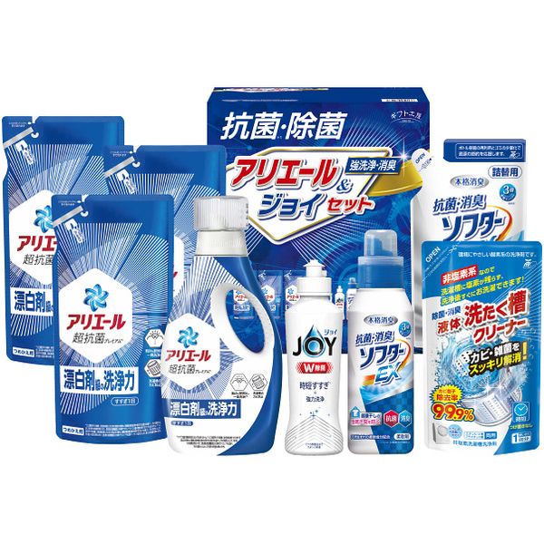 \最大全額ポイント還元/ 内祝い お返し 送料無料 洗剤 お歳暮 ギフト 衣類洗剤 洗濯用洗剤 液体洗剤 本体 詰め替え 台所洗剤 アリエール ジョイ セット ...