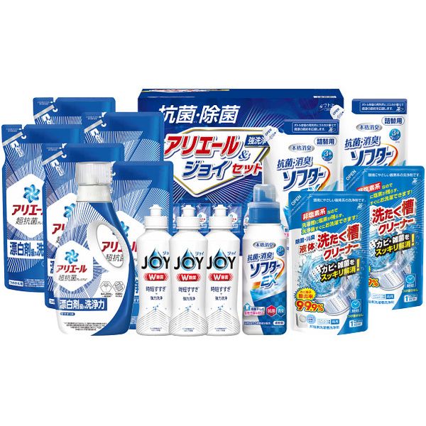 \最大全額ポイント還元/ 内祝い お返し 送料無料 洗剤 お歳暮 ギフト 衣類洗剤 洗濯用洗剤 液体洗剤 本体 詰め替え 台所洗剤 アリエール ジョイ セット ...