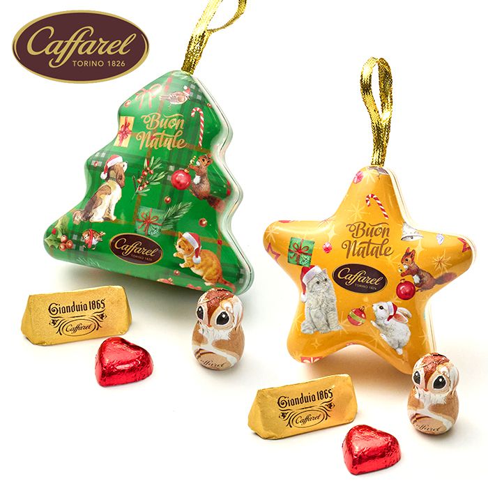 【正規品】Caffarel カファレル チョコ プチギフト 缶 クリスマス 2023 お菓子 ギフト オーナメント2缶 セット 詰め合わせ スイーツ チョコレート お菓子缶 高級 かわいい 個包装 女性 誕生日 プレゼント ギフトセット 00547(8)(あす楽)