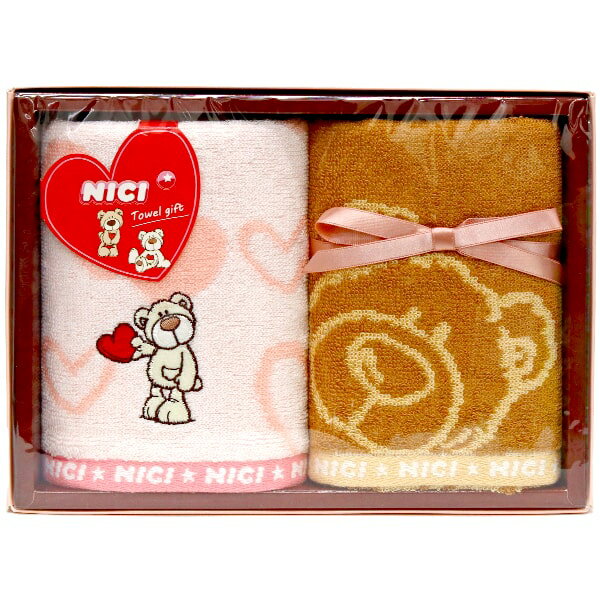 Rakuten - タオル お中元 夏ギフト 父の日 ギフト フェイスタオル 2P セット NICI ニキ ラブベア Love Bear 詰め合わせ 内祝い お返し 出産内祝い 結婚内祝い 結婚祝い 出産祝い 香典返し 快気祝い お祝い返し 引越し 挨拶 お礼 プレゼント NC3720