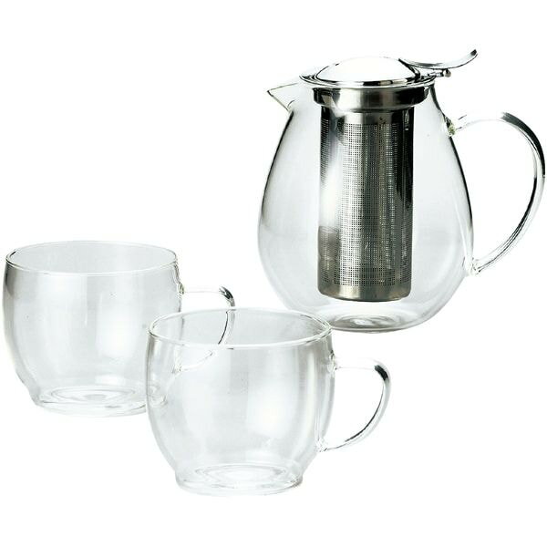 \最大全額ポイント還元/ 内祝い お返し 食器 お歳暮 ギフト 紅茶用品 お茶用品 ペア ステンレス ティーポット ガラス コップ セット 詰め合わせ 耐熱ガラ...