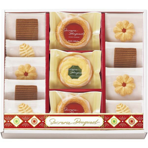 ●商品名/シュクルリブーケ ベイクドクッキーセット BC-20●商品内容/ベイクドクッキー(ストロベリー×2、キウイ×1)、紅茶リーフ・花型いちご・アメリカン×各3●賞味期限/製造より150日●箱サイズ/約23×25×4cm●アレルゲン/卵...