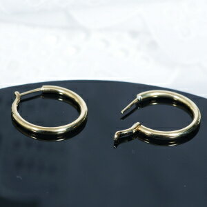 地金だけの素敵なピアス 18金フープピアス ラージ バネ式留め具