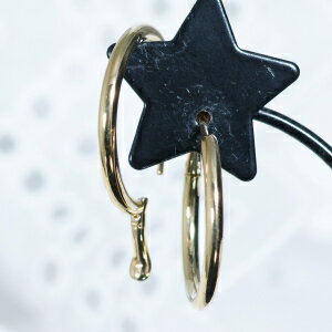 地金だけの素敵なピアス 18金フープピアス ラージ バネ式留め具