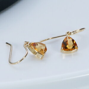 シトリン アメリカン フック ジプシー ピアス 18金 トリリアントカット 11月誕生石 特別奉仕品 ギフト 結婚式