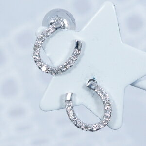 K18WG ダイヤピアス 馬蹄 18金 ホワイトゴールド　ギフト　結婚式