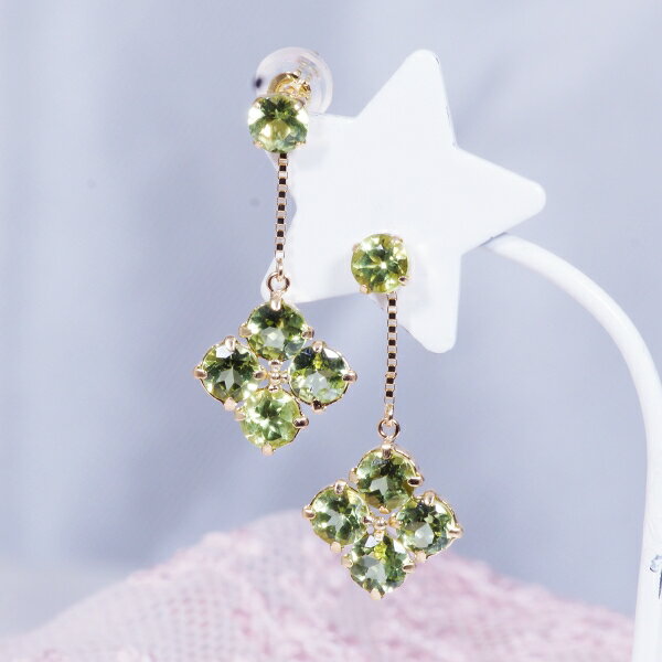乐天商城 - K18 2.6ct ペリドットピアス 18金（PA9085）