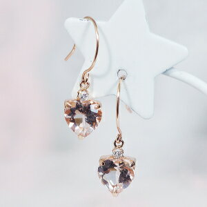 K18PG 1.3ct モルガナイトピアス ダイヤ 0.04ct 18金 ピンクゴールド クリスマス ギフト 結婚式