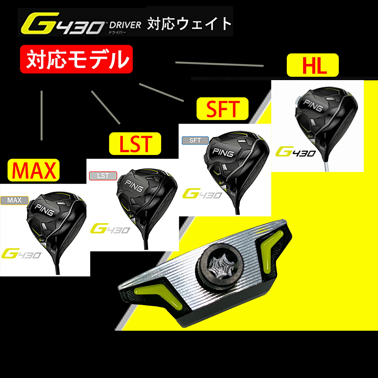 PING ピン G430 ドライバー 対応 ウェイト G430 MAX 10K HL G430 HL MAX LST SFT ドライバー 対応 ソール ウェイト 2
