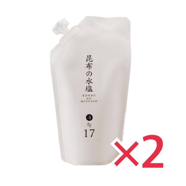 昆布の水塩 海≒17% 280ml ×2個セット 松前屋 詰替用スタンドパック