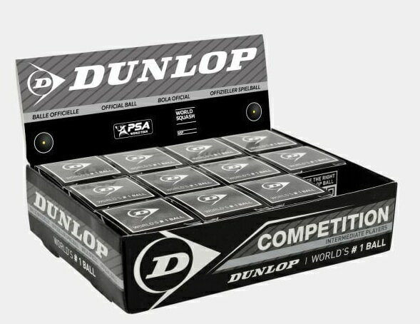 【全品10％OFFクーポン】 ～5/20 23:59まで スカッシュ ボール ダンロップ 1箱／12球単位 COMPETITION XT DA50030 Dunlop