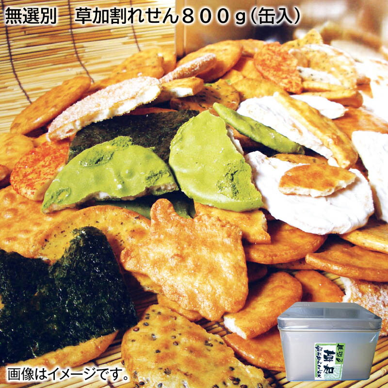 【ご自宅用】無選別 草加割れせん800g（缶入） 送料込 産直 お取り寄せ お土産 (レビュー記入で300円OFFクーポン配布中)