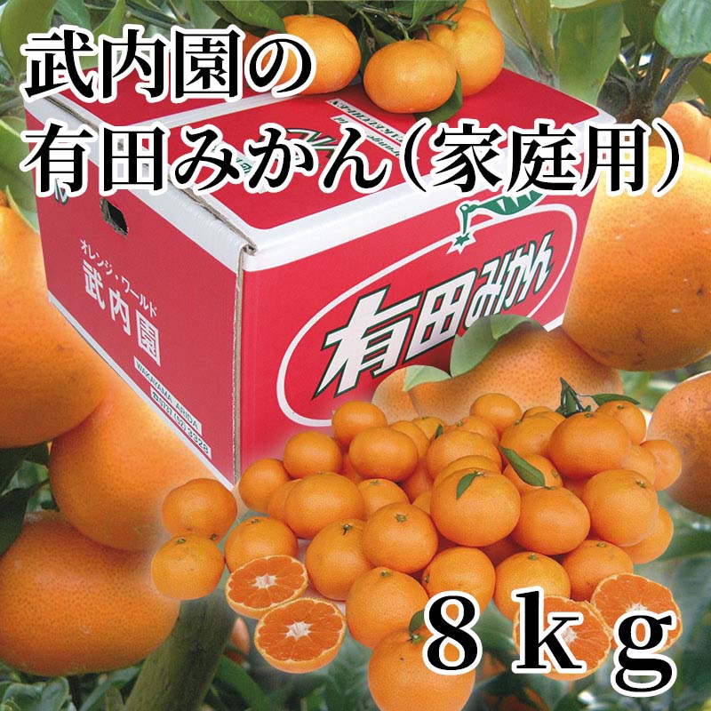 武内園の有田みかん（家庭用）　8kg 送料込み ギフト プレゼント 贈答 お取り寄せ お土産 (レビュー記入で300円OFFクーポン配布中)