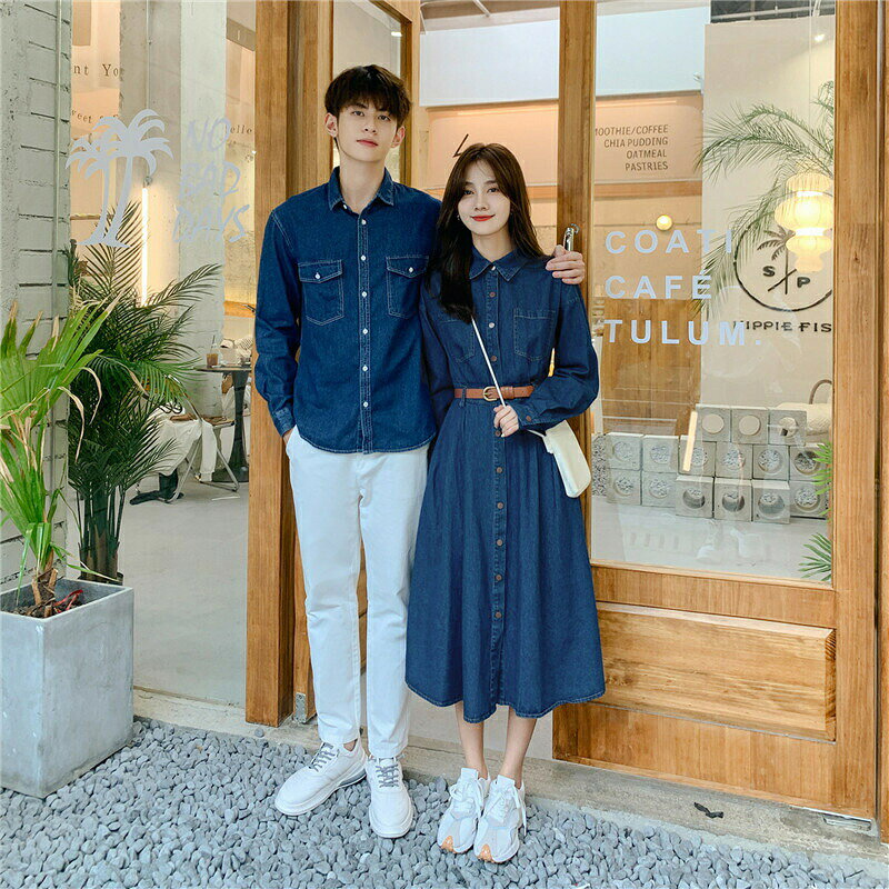 ペア カップル ペアルック かわいい シャツ シャツワンピース レディース ペアルック デニム おしゃれ 服 トップス ペアルック カップル お揃い クリスマス プレゼント リンクコーデ ブランド コーデ メンズ ブランド スウェット ワンピース シャツ 人気 冬 秋服 japanselect-10009378 ジャパンSelect サンプル画像2