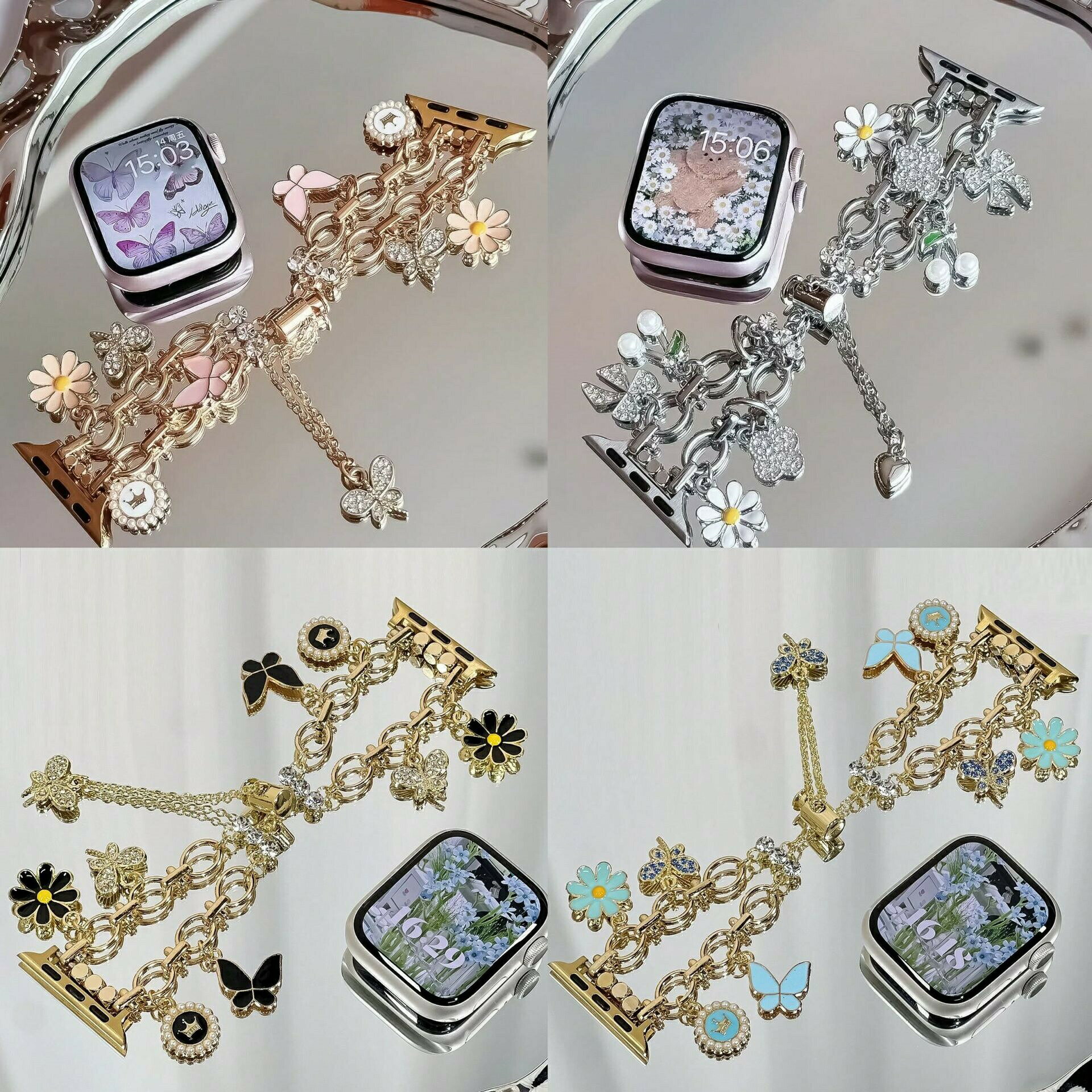 AppleWatch 38/40/41mm（S10）アップルウォッチ用バンド AppleWatch 42/44/45/46/49mm 用バンド アップルウォッチ用アクセサリー チェーン ブレスレット おしゃれ かわいい かっこいい 上品