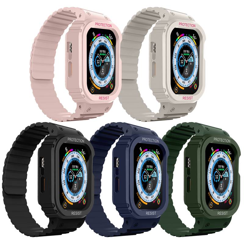 Other - アップルウォッチ バンド シリコン 一体型 アップルウォッチ カバー マグネット apple watch バンド series 7 41mm 45mm 38mm 40mm 42mm 44mm 49mm apple watch series8 7 6 SE 5 4 3 2 1 替えベルト バンド交換 着脱簡単