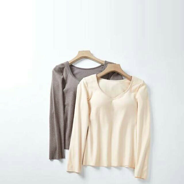 あったかインナー ヒートテック カップ付き 長袖 薄手 Tシャツ レディース 裏起毛 ...