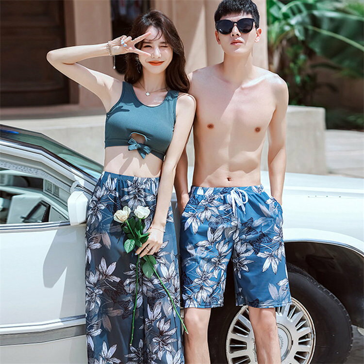Couple's swimwear, matching swimsuits, body-shaping swimwear, women's and men's swimwear, adult swimwear, mom swimwear, floral print swimwear, men's swimwear, beach shorts, surf shorts, swimwear for men and women, hot springs, honeymoon, overseas travel, summer, modest, slimming, swimwear, beachwear