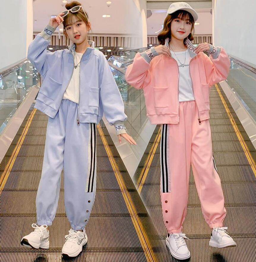 樂天商城 - 子供服 スウェット セットアップ キッズ 女の子 長袖 上下セット 春 秋 ダンス 衣装 ジャージ パーカーロングパンツ パジャマ 部屋着 ルームウェア キッズ ファッション 子ども ジュニア スポーツウェア 運動着 通学 レジャー ピンク ブルー