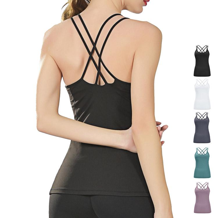 Wear - ヨガウェア トップス レディース カップ付 キャミソール ピラティス フィットネス ダイエット スポーツ ストレッチ 伸縮性 速乾 吸汗 中厚手 おしゃれ
