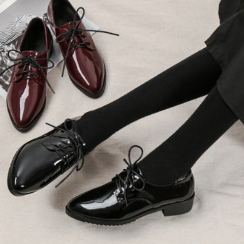 乐天商城 - 取寄シューズ レザーシューズ パテントレザー ミドルヒール レディース ポインテッドトゥ1-3cmヒール 無地 つや感 おしゃれ ブラック ワインレッド ラバーソール フォーマル オフィス