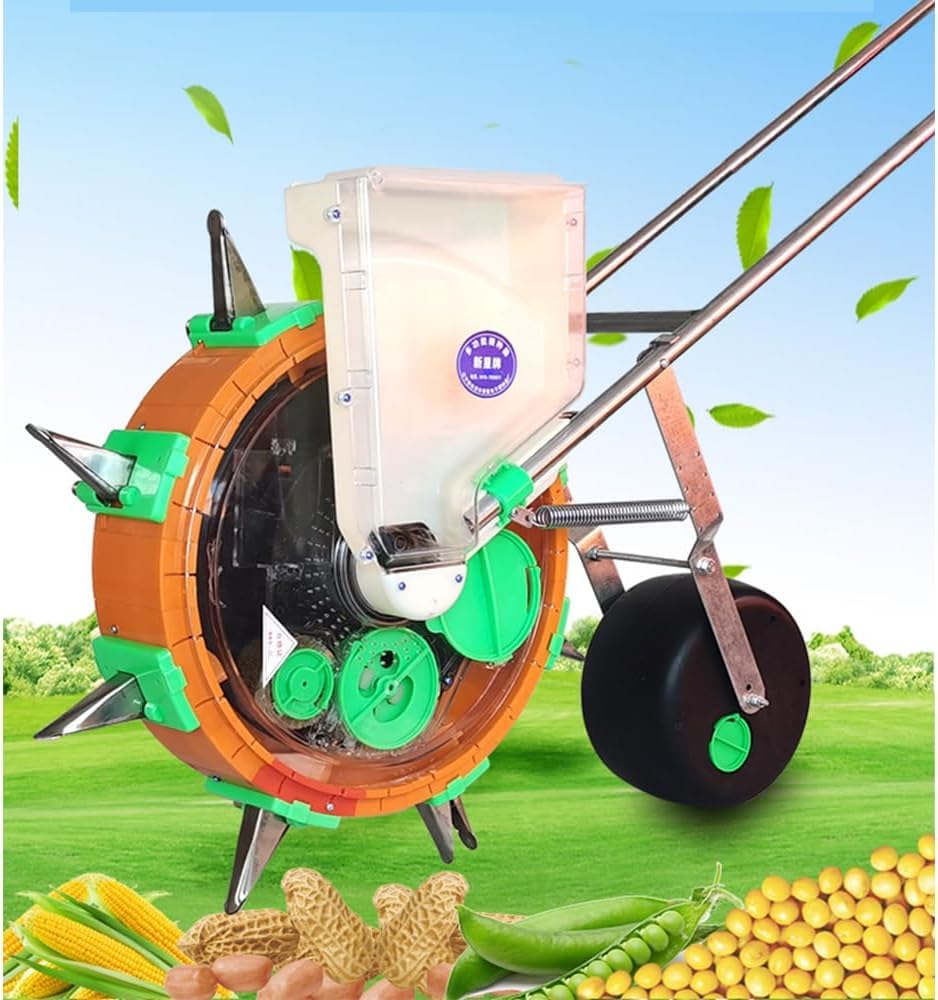種まき機 手動種まき機 野菜播種機 手動プッシュ 2-in-1 多機能 精密種まきツール 播種深さ調整可能 自動種子補充 あらゆるサイズの種子に対応 大豆ピーナッツ トウモロコシ 播種機 ローラーカルーセル 手押し播種機 12口間隔13cm