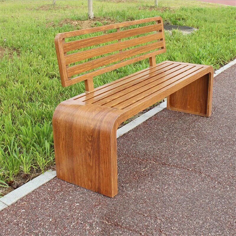 Garden Furniture - 金属製屋外ベンチ 2〜3人用ガーデンベンチ スラットデザイン 背もたれ付きパティオベンチ パティオラブシート 庭 バルコニー ポーチ 公園用(Natural,150cm/59in)