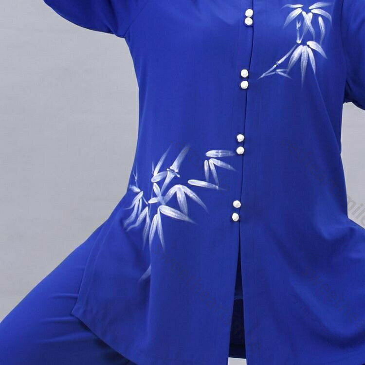 上品 太極拳服 専門服 長袖 超伸縮 太極拳 ウエア 服 男女兼用 オールシーズン ゆったり 武術 練習着 表演服 レディース メンズ 大人 ストレッチ カンフー衣装 竹の葉柄 上下セット トップス+パンツ 拳法 カンフー服 演出服 団体服 ブルー XS S M L XL 2XL 3XL 高品質素材で 2