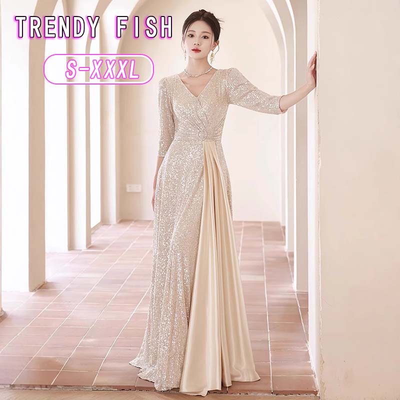 乐天商城 - スパンコールドレス バースデードレス カラードレス ワンピース お色直し 演奏会 二次会 スパンコール ベージュ 舞台衣装 コンサート花嫁 結婚式 披露宴 パーティードレス ウェディングドレス 花嫁 オフショルダー ベアトップ ステージ衣装 ワンピース 二次会 後撮り