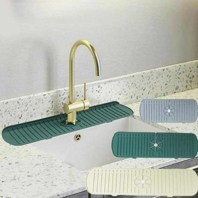 送料無料 蛇口水切りマット シリコン 蛇口排水マット 長い ロング 蛇口用シリコン水切りマット 水汚れ防止 速乾 抗菌 防カビ 乾燥用マット 滑り止め キッチン バスルーム 洗面台 トレイ用排水マット 流し台 シンク内 軽量 便利グッズ 2