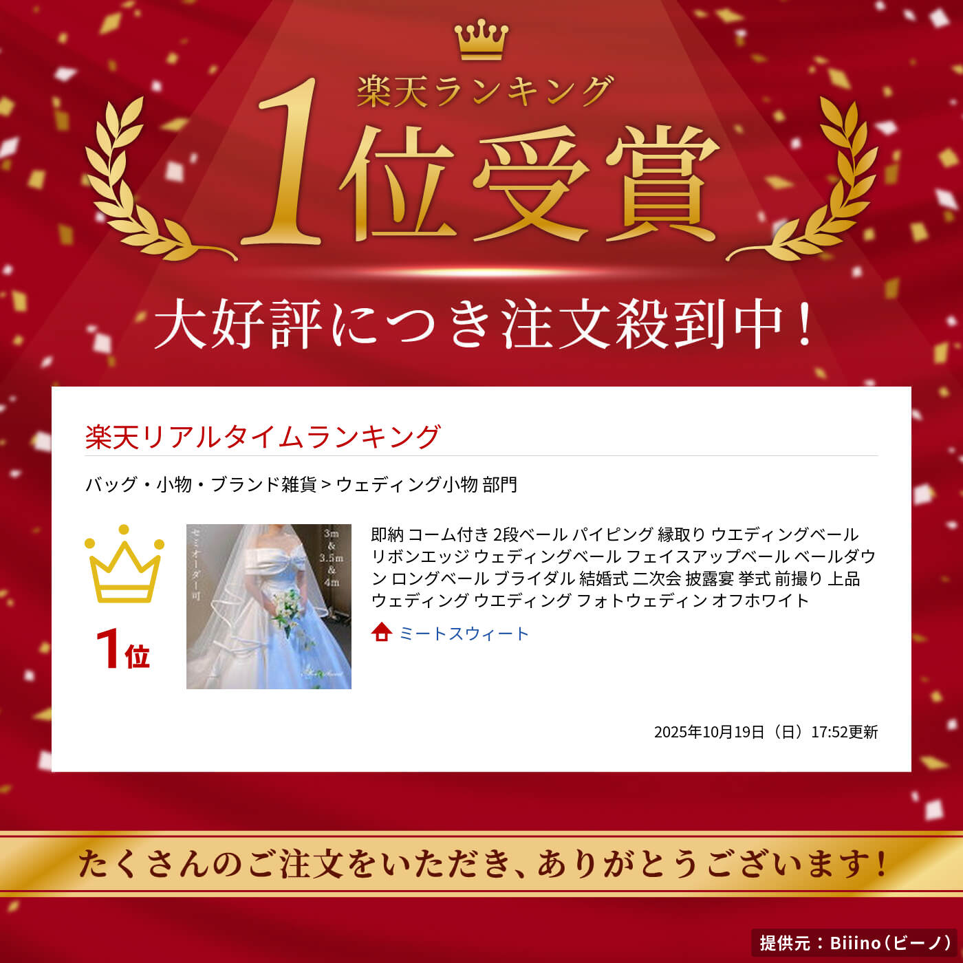 ジャパンSelectのコーム付き 2段ベール パイピング 縁取り ウエディングベール リボンエッジ ウェディングベール フェイスアップベール ベールダウン ロングベール ブライダル 結婚式 二次会 披露宴 挙式 前撮り 上品 ウェディング ウエディング フォトウェディン オフホワイト｜アングル2