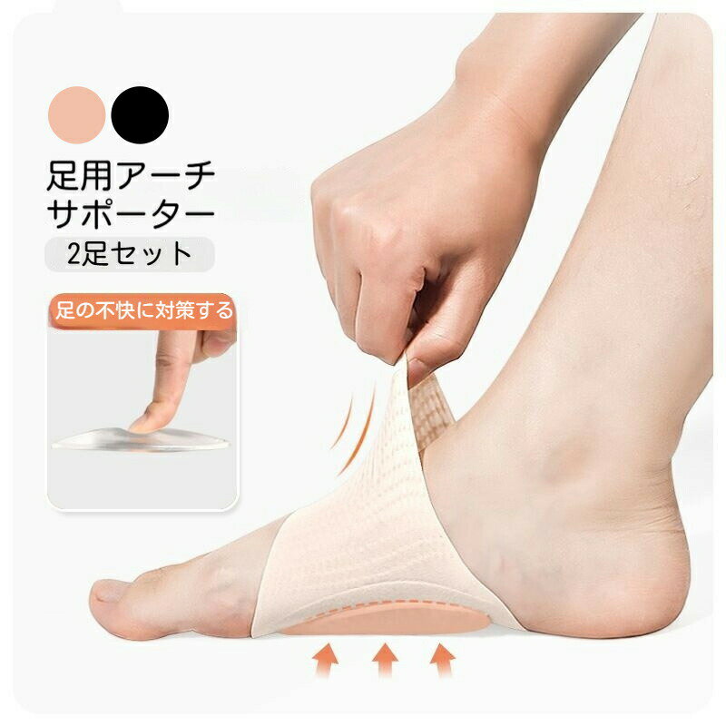Rakuten - 2足セット足底筋膜炎サポーター 足用アーチサポーター 土踏まずサポーター サポーター 扁平足 凹足 足裏 足保護 足裏サポート 衝撃吸収 クッション性 フィット感 伸縮性 通気性 吸汗速乾 薄手 軽量 耐久性 ソフト素材 保護パッド 滑り止め 中敷