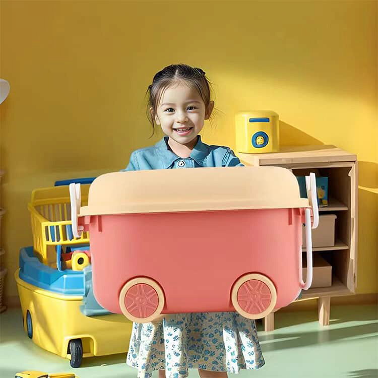 ジャパンSelectのおもちゃ 子ども 収納 ミニおもちゃ箱 女の子 おもちゃ 男の子 キッズ 子供 蓋付き デスク 収納 ミニおもちゃ箱 こども 収納ケース アニマルモチーフ おもちゃ箱 アヒル カエル くま ウサギ 送料無料 フタ付き キャスター付き 収納ケース｜アングル2