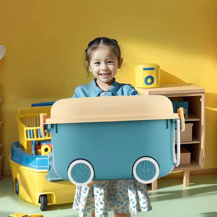 ジャパンSelectのおもちゃ 子ども 収納 ミニおもちゃ箱 女の子 おもちゃ 男の子 キッズ 子供 蓋付き デスク 収納 ミニおもちゃ箱 こども 収納ケース アニマルモチーフ おもちゃ箱 アヒル カエル くま ウサギ 送料無料 フタ付き キャスター付き 収納ケース｜アングル3