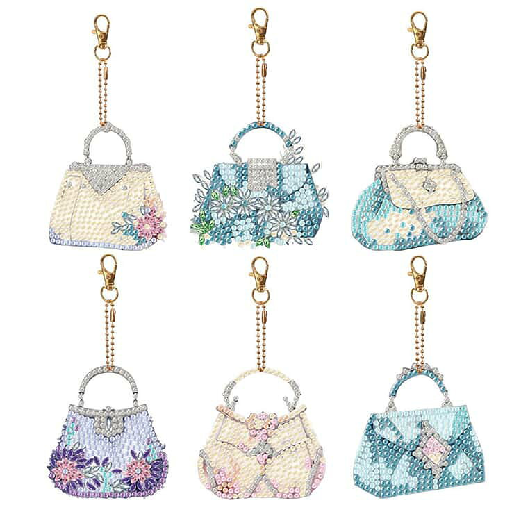 6個入 キーホルダー ダイヤモンドアート ビーズアート コースター キット セット D...
